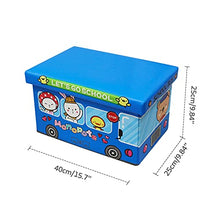 Load image into Gallery viewer, Folding Storage Ottoman Stool Foldable Storage Box Soft Cartoon Toy Large Capacity Bench for Kids Clothes and Books Container with Removable Pu Leather Lid | 402525cm (Blue)

