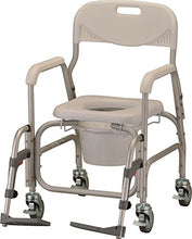 Load image into Gallery viewer, NOVA Medical Products Rolling Shower Commode Chair with Locking Wheels and Removable Footrests, Over The Toilet Wheeled Commode, White
