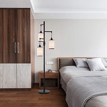 Load image into Gallery viewer, Airposta Industrial Floor Lamp with [ On/Off Dimmable Switch ], 3-Head Farmhouse Linen Tree Standing Lamp, 40W Rustic Torchiere Floor Lamp Light for Living Room, Reading, Office, Bedroom
