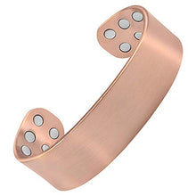 Load image into Gallery viewer, MagnetRX® Pure Copper Magnetic Bracelet - Arthritis Pain Relief &amp; Carpal Tunnel Magnetic Therapy Copper Bracelets - Adjustable Wide Copper Cuff Bracelet with 12 Magnets (Brushed Copper, M/L)
