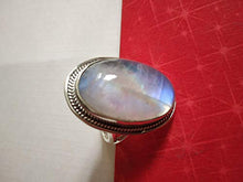 Load image into Gallery viewer, Moonstone Ring, 925 Sterling Silver ring, June Birthstone, Large Stone Ring, Mediation Ring, Engagement Ring, Moonstone jewelry, Rainbow Moonstone Ring, Statement Ring, Engagement &amp; Anniversary Gifts
