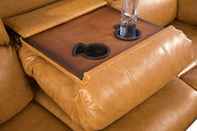 Load image into Gallery viewer, Ainehome Furniture 3PC Sectional Sofa Living Room Office Sofa Set Drop Down Table Bonded Leather Motion Sofa Loveseat Manual Reclining Chair 3 Seater Couch (Ginger,3 Piece Set)

