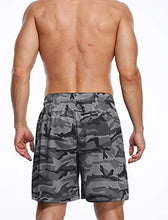 Load image into Gallery viewer, Neleus Men's Running Shorts 7 inch Camo Workout Athletic Shorts with Pockets,6002,2 Pack,Dary Grey/Dark Green,S
