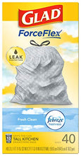 Load image into Gallery viewer, Glad ForceFlex Tall Kitchen Drawstring Trash Bags, Fresh Clean, 13 Gal, 40 Ct (Package May Vary)
