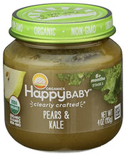 Load image into Gallery viewer, HAPPY BABY Organic Stage 2 Pears &amp; Kale Baby Food, 4 OZ
