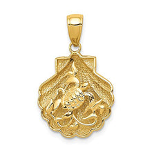 Load image into Gallery viewer, 14k Yellow Gold Sea Turtle In A Shell Mermaid Nautical Jewelry Pendant Charm Necklace Life Shore Fine Jewelry For Women Gifts For Her
