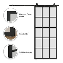 Load image into Gallery viewer, BARNSMITH 36" x84" Aluminum Glass Sliding Barn Door Panel Heavy Duty DIY Frosted Tempered Glass Door Slab Assemble Required (Sliding Hardware not Included)
