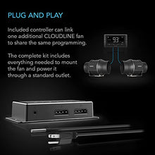 Load image into Gallery viewer, AC Infinity CLOUDLINE T6, Quiet 6” Inline Duct Fan with Temperature Humidity Controller, Bluetooth App - Ventilation Exhaust Fan for Heating Cooling Booster, Grow Tents, Hydroponics
