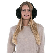 Load image into Gallery viewer, Simplicity Black Ear Muffs For Winter Men Warm Ear Warmers for Women Faux Furry Winter Ear Muffs Foldable Earmuffs for Women Winter Camping Outdoor Sports, Black
