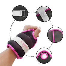 Load image into Gallery viewer, N NOOONFIX Ankle &amp; Wrist Weights, 1 Pair Adjustable Strap for Arm Leg Fitness Strength Exercise Workout Walking Running, Black &amp; Pink, 2lbs
