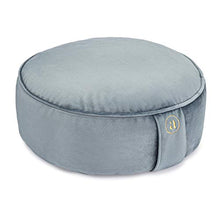 Load image into Gallery viewer, Buckwheat Meditation Cushion Round Zafu Yoga Pillow - Zafu Meditation Cushion Velvet with Zippered Organic Cotton Liner to Add or Remove Hulls | Machine Washable - Free Carry Bag (Celestite Crystal)
