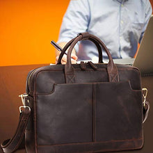 Load image into Gallery viewer, Jack&amp;Chris Genuine Brown Leather Briefcase Bag Mens Messenger Bag 14 inch Leather Laptop Bag for Men, NM1864-5
