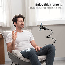 Load image into Gallery viewer, Gooseneck Bed Phone Holder, SAIJI Flexible Long Arm Phone Mount for Desk, Clip Bracket Clamp Stand for 4.0-6.5'' Mobile Cell Phone Stand Document Camera Nintendo Switch (Black)
