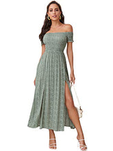 Load image into Gallery viewer, Floerns Women's Boho Floral Print Off Shoulder Split Long A Line Dress Brown XS
