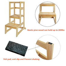 Load image into Gallery viewer, AMBIRD Toddler Step Stool, 3 Adjustable Height Kitchen Step Stool for 18-48 Months Kids, Wooden Toddler Kitchen Stool with Rail &amp; Non-Slip Mat for Kitchen &amp; Bathroom Sink (Natural Color)
