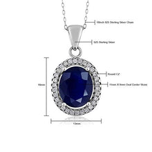 Load image into Gallery viewer, Gem Stone King 925 Sterling Silver Blue Sapphire Women's Gemstone Pendant Necklace, 5.40 Ctw Oval with 18 Inch Silver Chain
