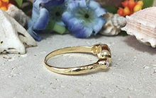 Load image into Gallery viewer, Triple Gemstones Ring - Green Tourmaline Ring - Stacking Ring - Gold Ring - Bezel Ring - Tiny Simple Jewelry
