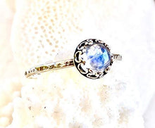Load image into Gallery viewer, Rainbow Moonstone Sterling Silver Stacking Ring - Size 8 - Everyday Jewelry - Gift For Women Her Mom
