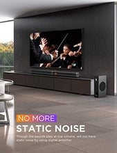 Load image into Gallery viewer, Soundbar for TV, Bomaker 190W 2.1 TV Sound Bar with Subwoofer, 125dB, 6 EQ Modes, LED Display Off, 5 Bass Adjustable Surround Sound for Home Theater, 4K &amp; HD TV, HDMI/Optical/AUX/USB, Wall Mountable
