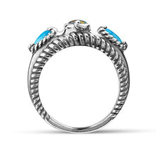 Load image into Gallery viewer, Carolyn Pollack Sterling Silver Sleeping Beauty Turquoise Opal Triple Band Ring, size 8
