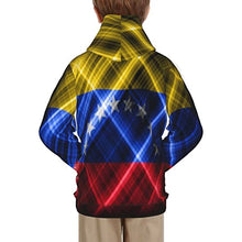 Load image into Gallery viewer, Venezuela Flag5 Print Hoodies Kids 3D Print Sweatshirts Long Sleeve Pullover Hoodies with Pocket for Teen Boys and Girls Black
