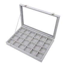Load image into Gallery viewer, STYLIFING Clear Lid Velvet 24 Grid Jewelry Tray Transparent Jewelry Display Showcase Lockable Felt Jewelry Storage Organizer Charm Box Holder Gifts for Girls Women
