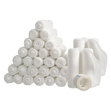 Load image into Gallery viewer, Gauze Bandage Rolls with Tape 36-Pack, Stretch Bandage Roll, 4 x 4 Yards Stretched, Breathable White Gauze Bandages, Bulk Gauze Rolls for Home, Gym &amp; Office Use, Absorbent Bandage Rolls
