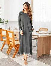 Load image into Gallery viewer, Ekouaer Womens Nightshirt Long Sleeves Dress Nightgown Round Neck Sleepshirt Casual Loose Soft Sleepwear
