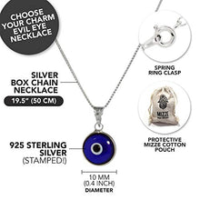 Load image into Gallery viewer, Silver Evil Eye Necklace with BLUE Glass Evil Eye Charm - 925 Sterling Silver 19 Inch Box Chain

