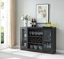 Load image into Gallery viewer, Home Source Jill Zarin Espresso Bar Cabinet with Curved Glass Doors
