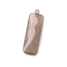 Load image into Gallery viewer, 31x11mm Black Gold Bezel Chocolate Moonstone Bar 1 Ring Pendant 1 Piece
