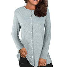 Load image into Gallery viewer, Aniywn Women's Button Down Henley Shirt Casual Solid Color Long Sleeve t Shirt Ladies Plain Tops Blouse for Work Office Gray
