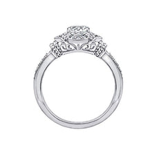 Load image into Gallery viewer, Platinum-Plated Sterling Silver Swarovski Zirconia Antique Frame Halo Ring (1 cttw), Size 7
