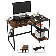 Load image into Gallery viewer, Nost &amp; Host Computer Desk with Storage Shelves and Free Large Monitor Stand, Sturdy Wooden Modern Industrial Home Office PC Laptop Study Writing Table Workstation, 47.2 inches, Rustic Brown and Black
