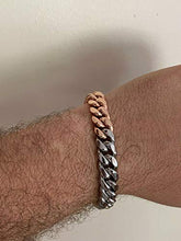 Load image into Gallery viewer, Tri Color Cuban Chain Or Bracelet - Heavy 12mm with Diamond Clasp- Mens Miami Cuban - Yellow Rose &amp; White Gold Over Stainless Steel (20" Chain)
