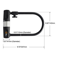 Load image into Gallery viewer, Bike U Lock with Cable - Via Velo Heavy Duty Bicycle U-Lock,14mm Shackle and 10mm x1.8m Cable with Mounting Bracket For Road Bike Mountain Bike Electric Bike Folding Bike, Great Bike Safety Tool
