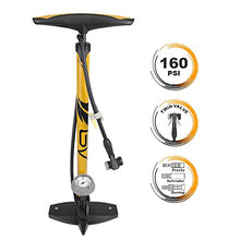 Load image into Gallery viewer, BV Bicycle Ergonomic Bike Floor Pump with Gauge &amp; Smart Valve Head, 160 psi, Automatically Reversible Presta and Schrader
