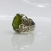 Load image into Gallery viewer, Peridot Ring, Womens Peridot Ring, Mens Designer Jewelry, 92.5 Sterling Silver, Arabic Design Ring, Peridot Ring, Gemstone Woman's Ring, August Birthstone, Healing Power Ring, Valentineday Gift Ring
