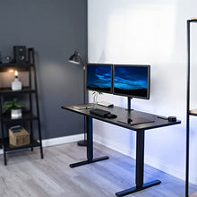 Load image into Gallery viewer, VIVO Dual Monitor Desk Mount, Heavy Duty Fully Adjustable Stand, Fits 2 LCD LED Screens up to 30 inches, Black, STAND-V002
