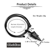Load image into Gallery viewer, PESOENTH Obsidian Necklace Black Quartz Crystal Dowsing Pendulum Divination Healing Necklace Cord Adjustable,Gemstone Hexagonal Pointed Cone Reiki Chakra Pendant
