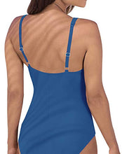 Load image into Gallery viewer, Upopby Women's Vintage Padded Push up One Piece Swimsuits Tummy Control Bathing Suits Plus Size Swimwear Steel Blue 18
