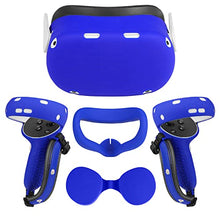 Load image into Gallery viewer, Relohas Oculus Quest 2 Accessories Set, Touch Controller Grip Leather Cover, Front Face Protector Cover, Silicone Face Cover with Lens Protective Cover, Protect Your VR in All Aspects(4PCS, Navy-Blue)
