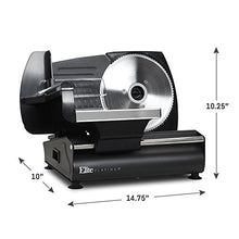 Load image into Gallery viewer, Elite Platinum Ultimate Precision Electric Deli Food Meat Slicer Removable Stainless Steel Blade, Adjustable Thickness, Ideal for Cold Cuts, Hard Cheese, Vegetables &amp; Bread, 7.5”, Black
