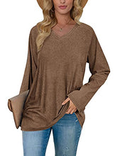 Load image into Gallery viewer, Long Sleeve Shirts for Women Fall Clothes Comfy Tunic Sweatshirts Coffee 2XL

