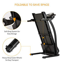 Load image into Gallery viewer, ZELUS Folding Treadmill for Home Gym with 3 Level Incline, Heart Monitor, Portable 1100W Electric Foldable Running Cardio Machine with Cup/Phone Holders, Walking/Runners Exercise Equipment
