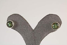 Load image into Gallery viewer, Sterling Silver 925 Natural Green-Blue 8mm Labradorite Round Stud Earrings - Labradorescence Effect
