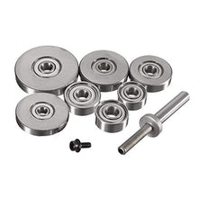 Load image into Gallery viewer, Yakamoz 7PCS Multi-Rabbet Top Mounted Bearings Replacement Kit Rabbeting Router Bit Ball Bearing Guide Set | Inner Dia. 3/16” &amp; Overall Dia. 3/8", 1/2", 5/8", 3/4", 7/8", 1", 1-1/8"
