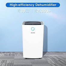Load image into Gallery viewer, SEAVON 30 Pint 2,000 Sq. Ft Dehumidifiers for Home and Basements, Whole House Dehumidifier with Auto Shut-off, with Drain Hose for Auto Drainage and Water Tank for Manual Drainage, Intelligent Humidity Control, Ideal for Large Room
