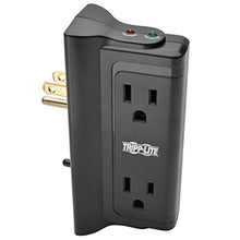 Load image into Gallery viewer, Tripp Lite 4 Side Mounted Outlet Surge Protector Power Strip, Direct Plug In, Black, Lifetime Warranty &amp; $25,000 INSURANCE (TLP4BK)
