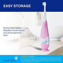 Load image into Gallery viewer, Brush Baby BabySonic Infant and Toddler Electric Toothbrush for Ages 0-3 Years - Smart LED Timer and Gentle Vibration Provide a Fun Brushing Experience - Includes 2 Sensitive Brush Heads - Pink
